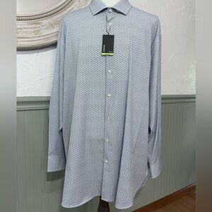 New Murano Performance Men's Long-Sleeve Shirt‎ 4XB LT Blue Stretch NWT